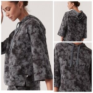 Pact Womens Tie Dye Hoodie Sweatshirt Size L Blue Black Gray Organic Cotton 90s